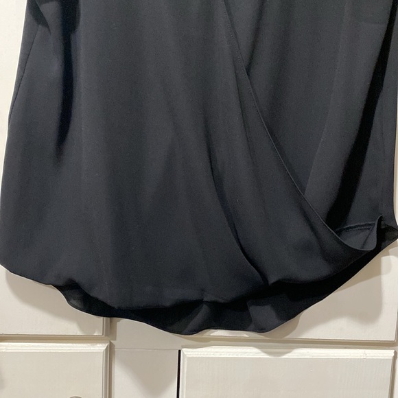 INC ladies black chiffon top Draped front Hi lo hem Cap flutter sleeve - Picture 6 of 8